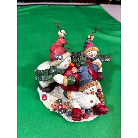 Crazy Mountain Exclusive Designs Snowmen Christmas Ball Figurine 5.25 x 4.25 x 6 - Picture 3 of 11